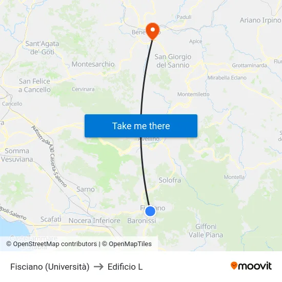 Fisciano (Università) to Edificio L map