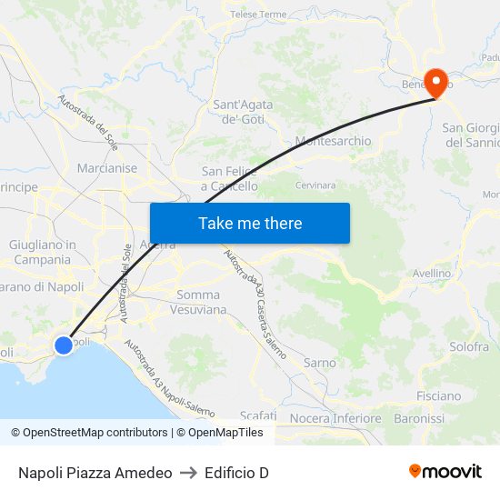 Napoli Piazza Amedeo to Edificio D map