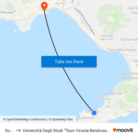 Sorrento to Università Degli Studi ""Suor Orsola Benincasa"" - Dipartimento Di Scienze Umanistiche map