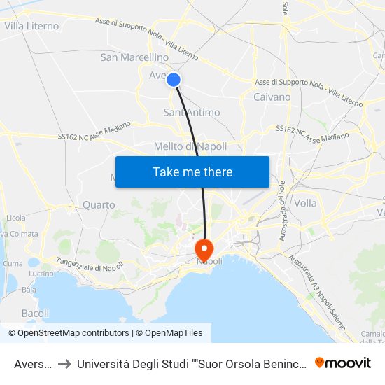 Aversa Centro to Università Degli Studi ""Suor Orsola Benincasa"" - Dipartimento Di Scienze Umanistiche map
