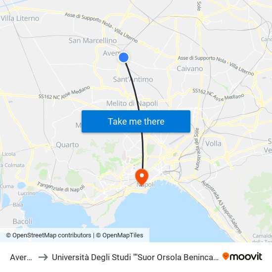 Aversa to Università Degli Studi ""Suor Orsola Benincasa"" map