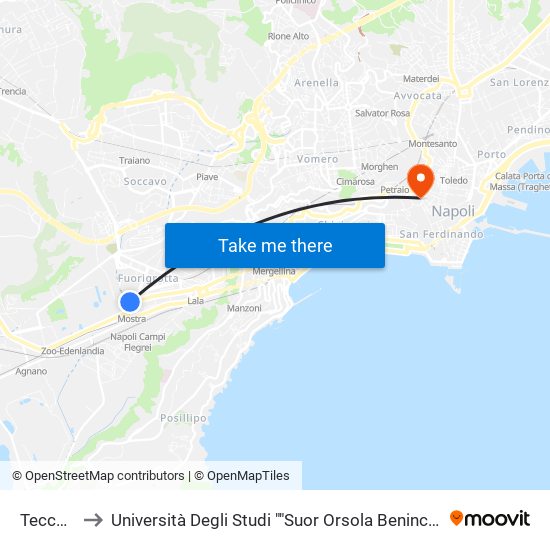 Tecchio to Università Degli Studi ""Suor Orsola Benincasa"" map