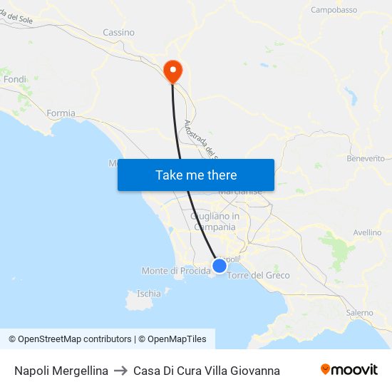 Napoli Mergellina to Casa Di Cura Villa Giovanna map