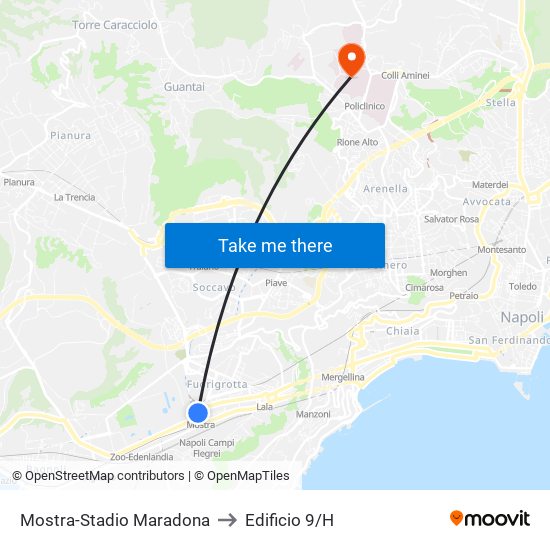 Mostra-Stadio Maradona to Edificio 9/H map