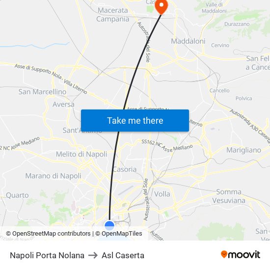 Napoli Porta Nolana to Asl Caserta map