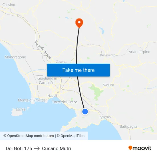Dei Goti 175 to Cusano Mutri map
