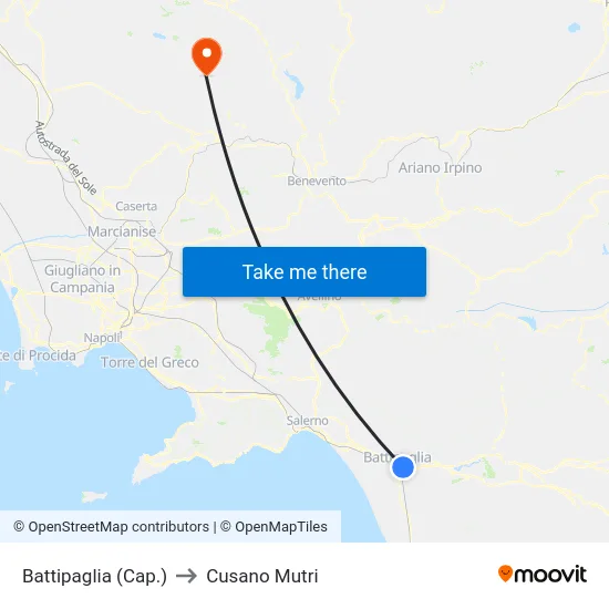 Battipaglia (Cap.) to Cusano Mutri map