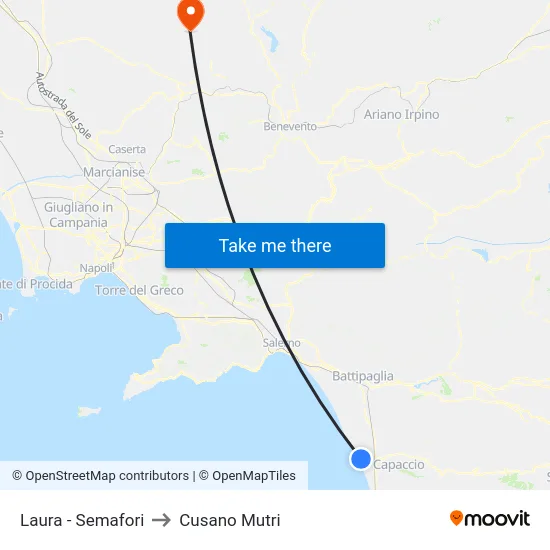 Laura - Semafori to Cusano Mutri map
