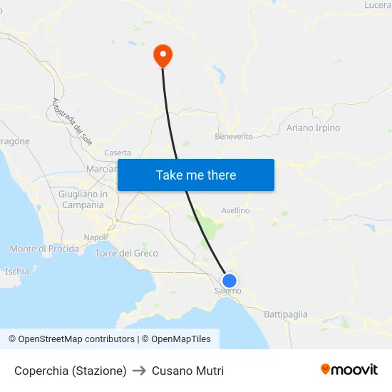Coperchia (Stazione) to Cusano Mutri map
