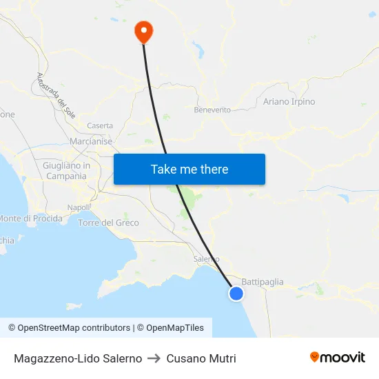 Magazzeno-Lido Salerno to Cusano Mutri map