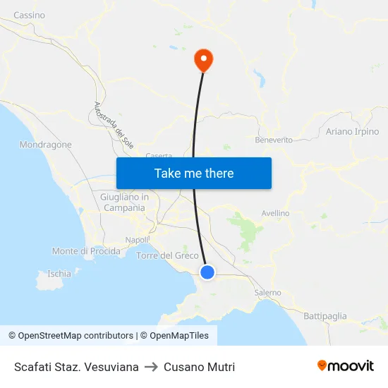 Scafati Staz. Vesuviana to Cusano Mutri map