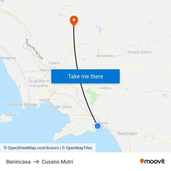 Benincasa to Cusano Mutri map