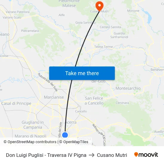 Don Luigi Puglisi - Traversa IV Pigna to Cusano Mutri map