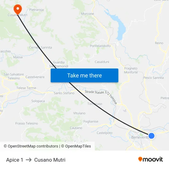 Apice 1 to Cusano Mutri map