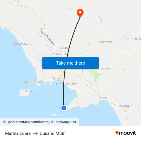Marina Lobra to Cusano Mutri map