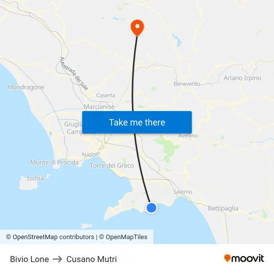 Bivio Lone to Cusano Mutri map
