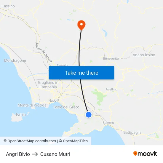 Angri Bivio to Cusano Mutri map