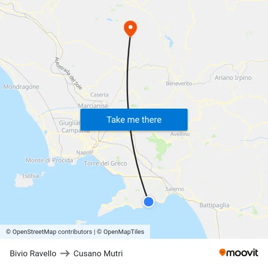 Bivio Ravello to Cusano Mutri map