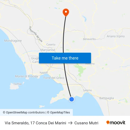 Via Smeraldo, 17 Conca Dei Marini to Cusano Mutri map