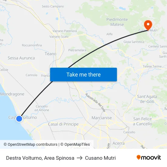 Destra Volturno, Area Spinosa to Cusano Mutri map