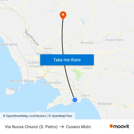 Via Nuova Chiunzi (St. Peter) to Cusano Mutri map