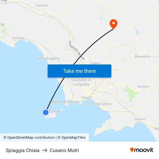 Spiaggia Chiaia to Cusano Mutri map