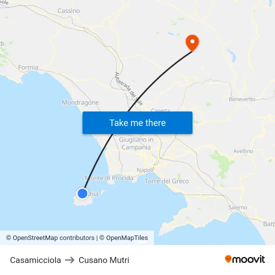 Casamicciola to Cusano Mutri map