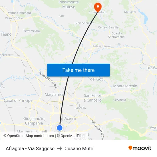 Afragola - Via Saggese to Cusano Mutri map