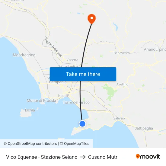 Vico Equense - Stazione Seiano to Cusano Mutri map