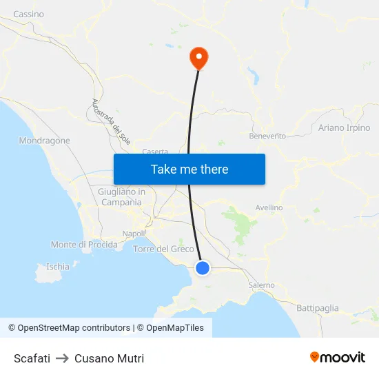 Scafati to Cusano Mutri map