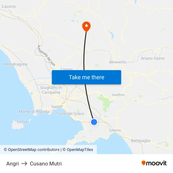 Angri to Cusano Mutri map