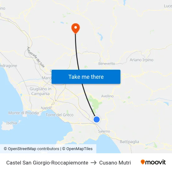 Castel San Giorgio-Roccapiemonte to Cusano Mutri map