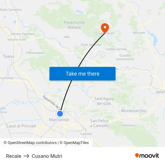 Recale to Cusano Mutri map