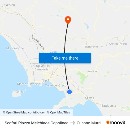 Scafati Piazza Melchiade Capolinea to Cusano Mutri map