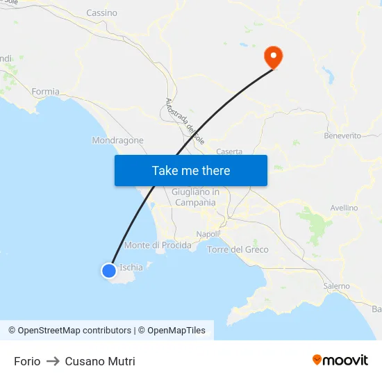 Forio to Cusano Mutri map
