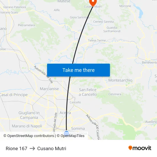 Rione 167 to Cusano Mutri map