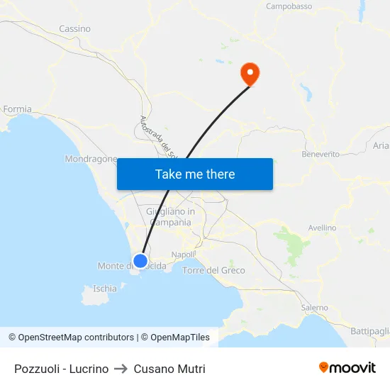 Pozzuoli - Lucrino to Cusano Mutri map