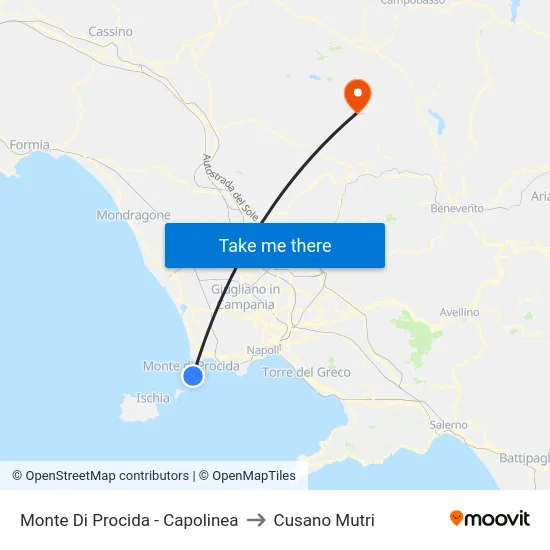 Monte Di Procida - Capolinea to Cusano Mutri map