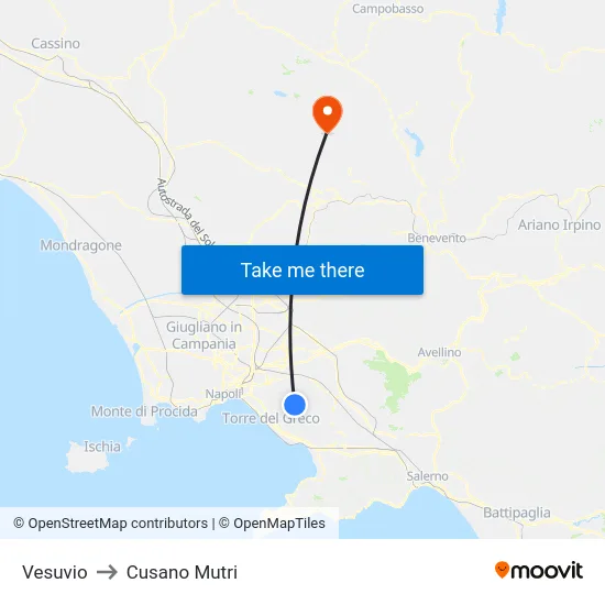 Vesuvio to Cusano Mutri map
