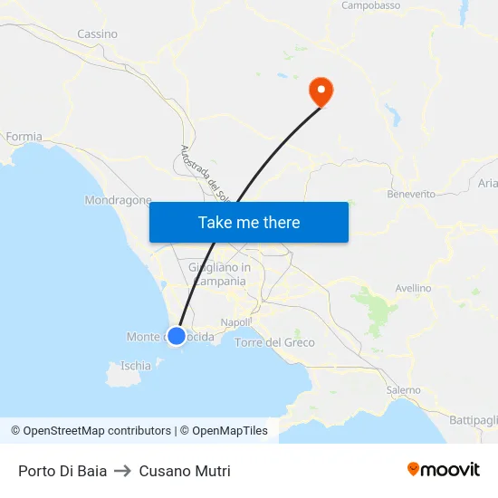 Porto Di Baia to Cusano Mutri map