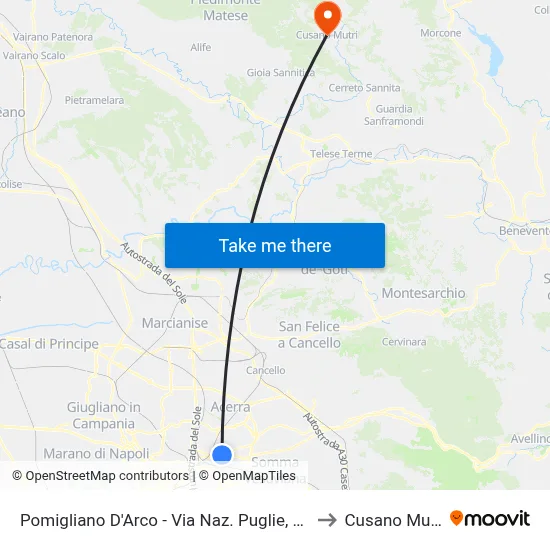 Pomigliano D'Arco - Via Naz. Puglie, 268 to Cusano Mutri map