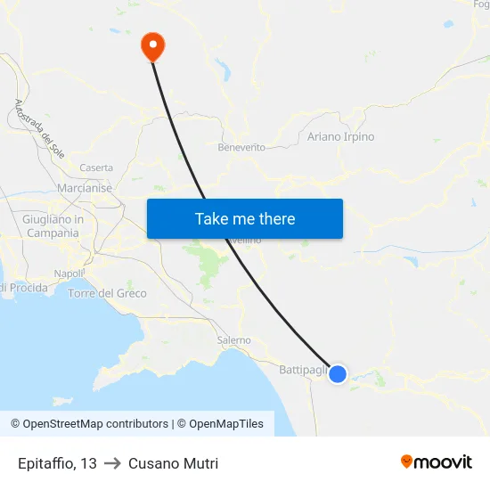 Epitaffio, 13 to Cusano Mutri map