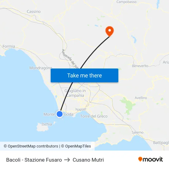 Bacoli - Stazione Fusaro to Cusano Mutri map