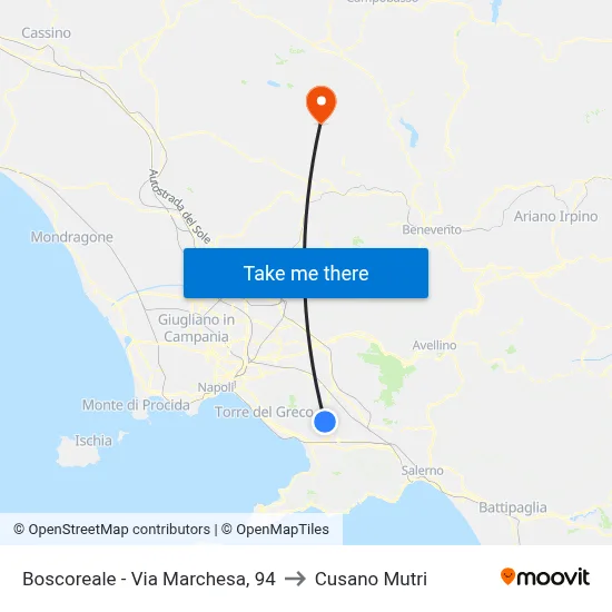 Boscoreale - Via Marchesa, 94 to Cusano Mutri map