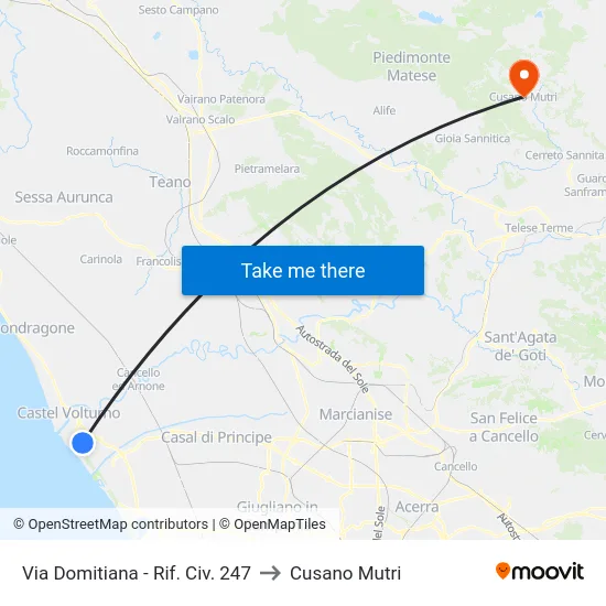 Via Domitiana - Rif. Civ. 247 to Cusano Mutri map