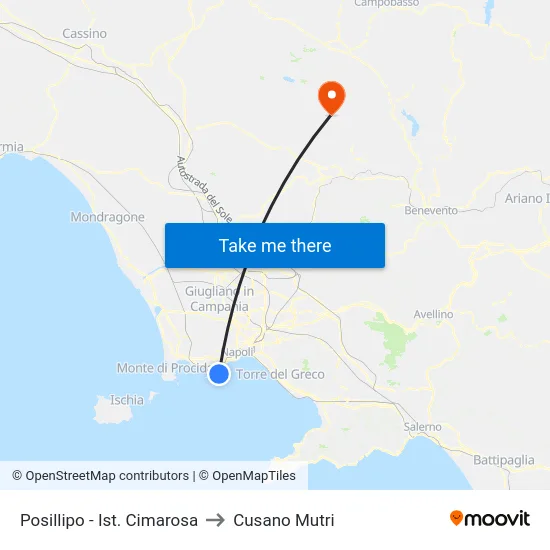 Posillipo - Ist. Cimarosa to Cusano Mutri map