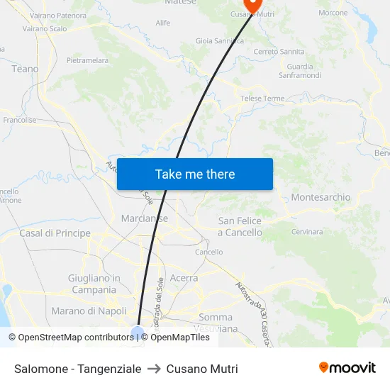 Salomone - Tangenziale to Cusano Mutri map