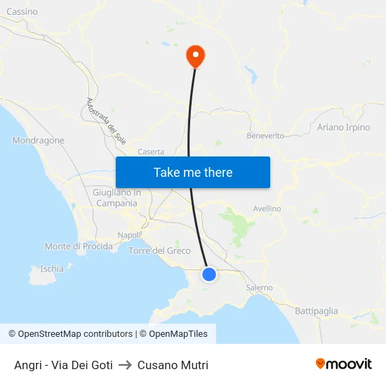 Angri - Via Dei Goti to Cusano Mutri map