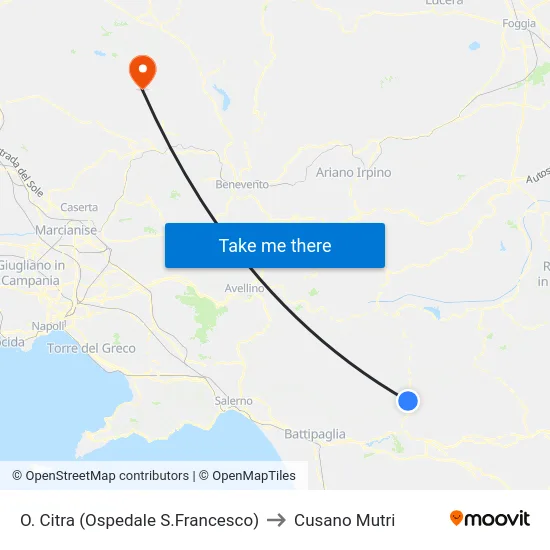 O. Citra (Ospedale S.Francesco) to Cusano Mutri map