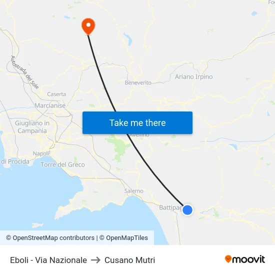 Eboli - Via Nazionale to Cusano Mutri map